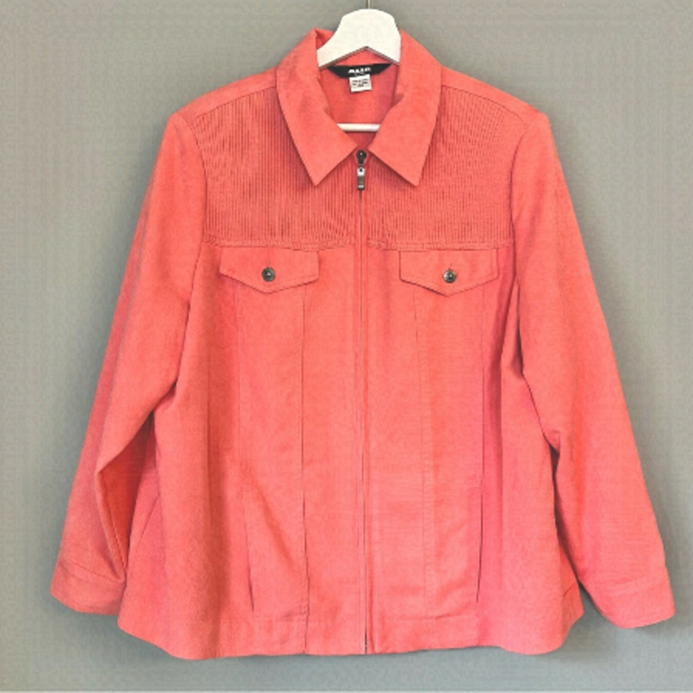 Light Pink Suede-Like, Zip-Up, Collared Sweater Jacket